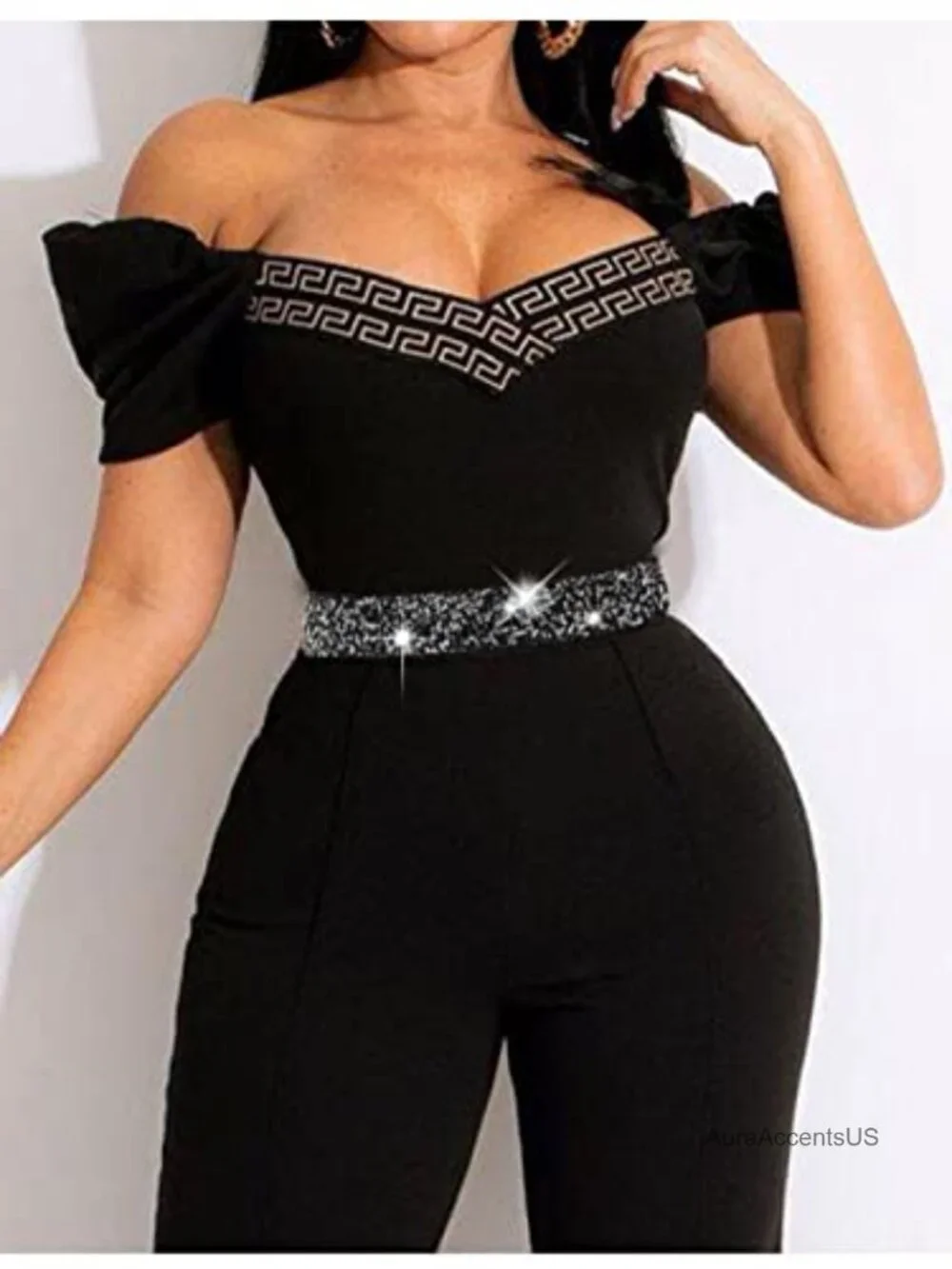 Rhinestone Dress Belt Elastic Waist Wedding Sash Faux Leather